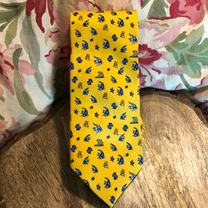 CAESAR ROMA Italy Silk Tie Beach-Scene EUC